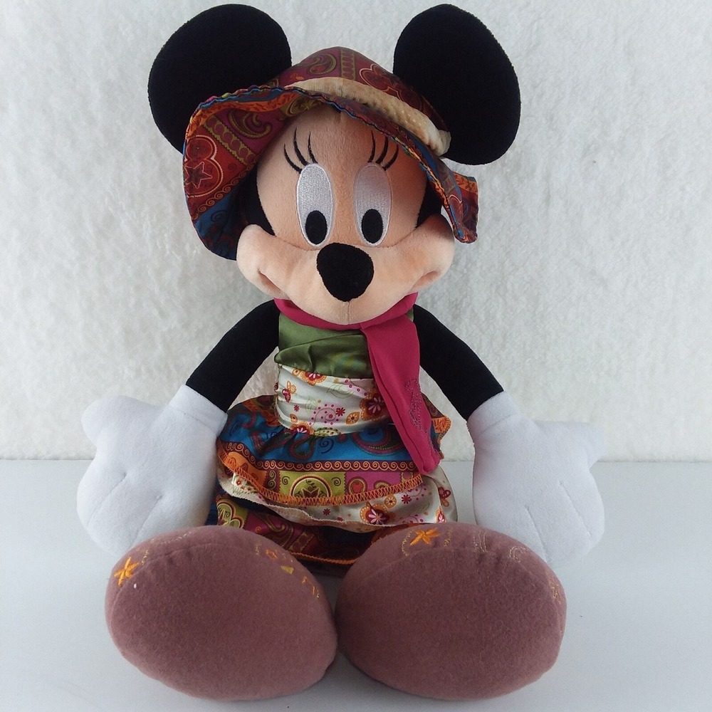 Disney Parks Authentic Bohemian dress Minnie Mouse 16 inch plush stuffed doll